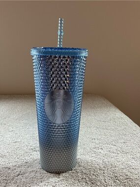 Starbucks Iridescent Light Blue Studded Cold Cup with Straw